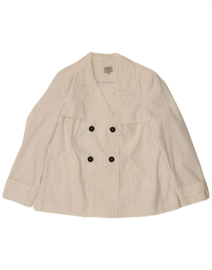 Marks & Spencer Womens Short Trench Coat UK 16 Large White Cotton