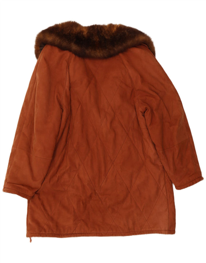 VITTORIO FORTI Womens Leather Coat IT 44 Medium Brown