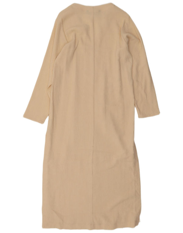 Zara Robe longue surdimensionnée à manches longues pour femme UK 6 XS Beige Lyocell