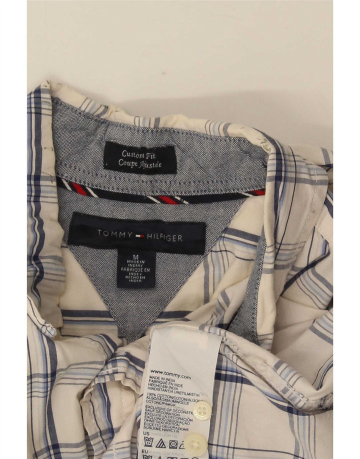 Tommy Hilfiger Herren Kurzarm-Hemd mit individueller Passform, mittelweiß karierte Baumwolle