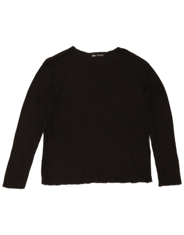 Zara Dametop Langærmet UK 10 Small Black Viscose