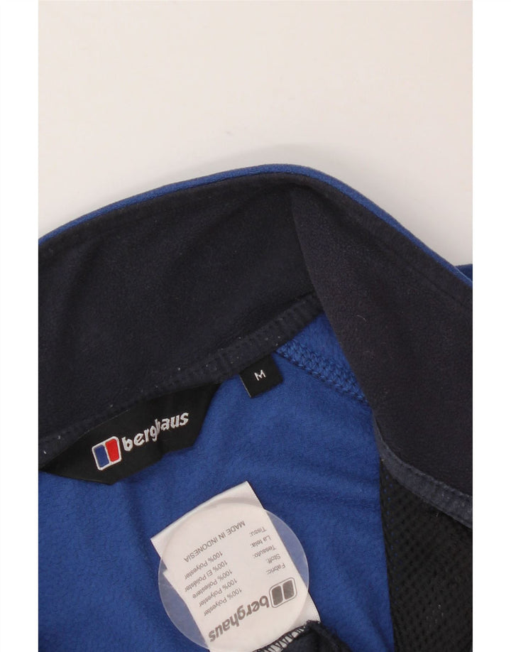Maglione in pile da uomo BERGHAUS con zip e collo in poliestere color block blu medio