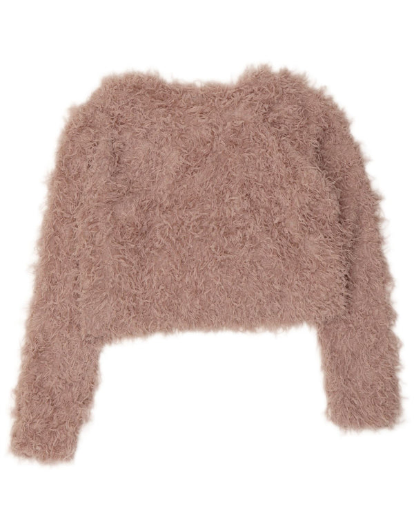 Zara Womens Crop Boat Neck Jumper Sweater UK 12 Medium Pink Polyester