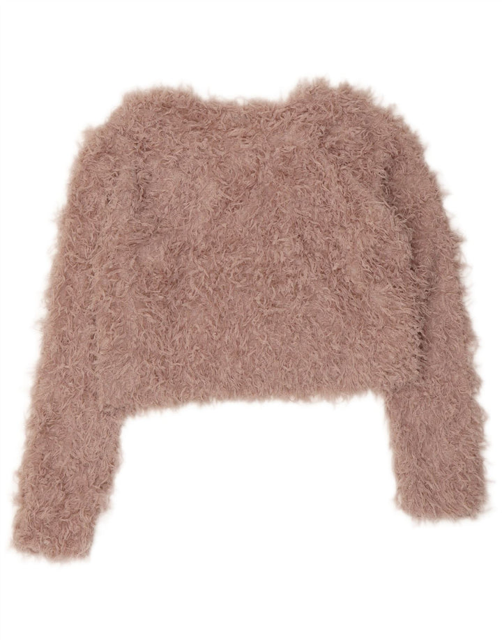 Zara Womens Crop Boat Neck Jumper Sweater UK 12 Medium Pink Polyester