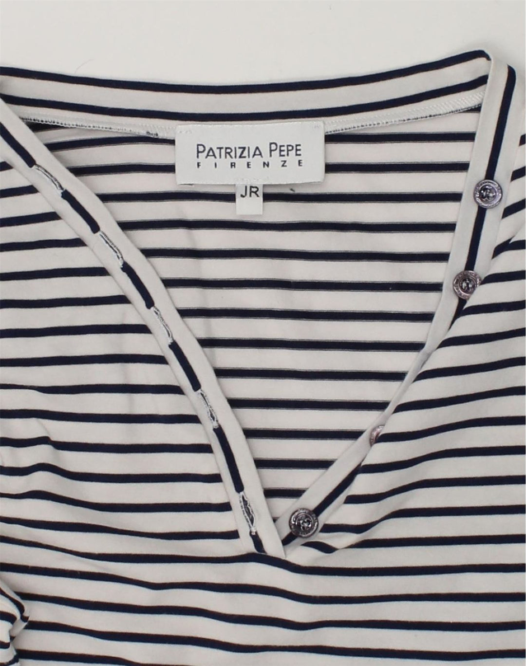 PATRIZIA PEPE Girls Top Long Sleeve 9-10 Years White Striped Nautical | Vintage Patrizia Pepe | Thrift | Second-Hand Patrizia Pepe | Used Clothing | Messina Hembry 