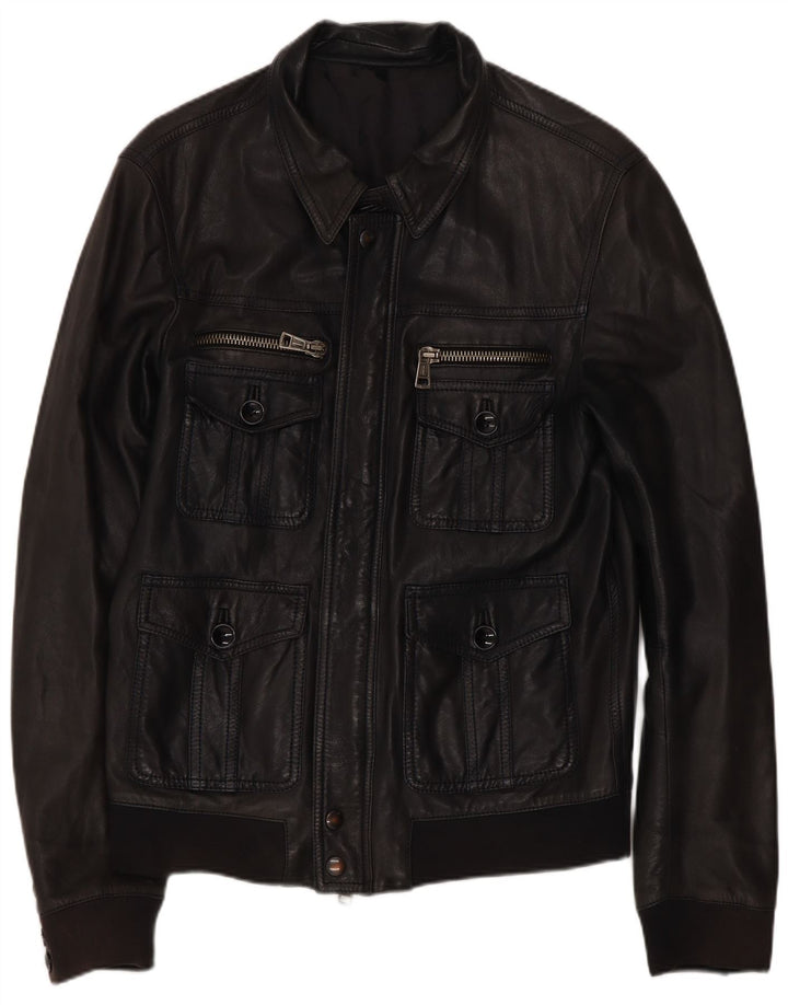 Vintage Herren Lederjacke IT 50 Medium Schwarz