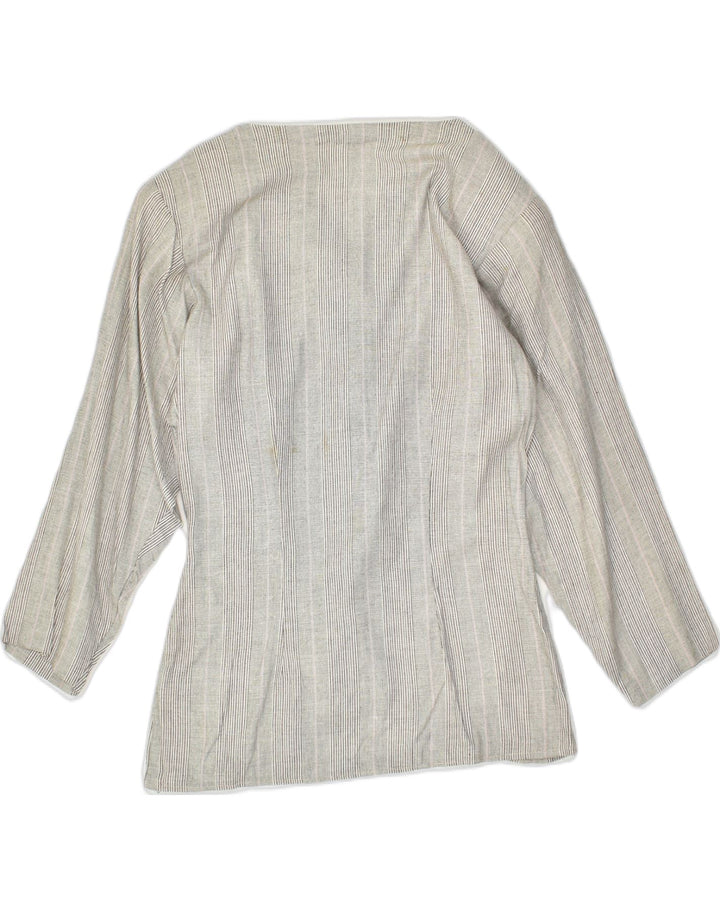 VINTAGE Womens 4 Button Blazer Jacket UK 14 Medium Grey Striped | Vintage Vintage | Thrift | Second-Hand Vintage | Used Clothing | Messina Hembry 