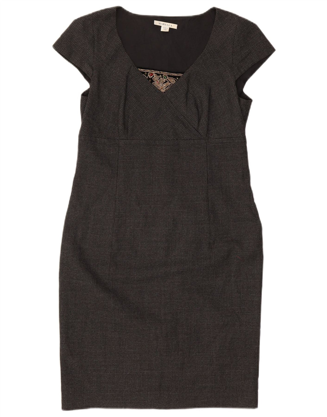 MARELLA Womens Sheath Dress UK 14 Medium Grey Houndstooth
