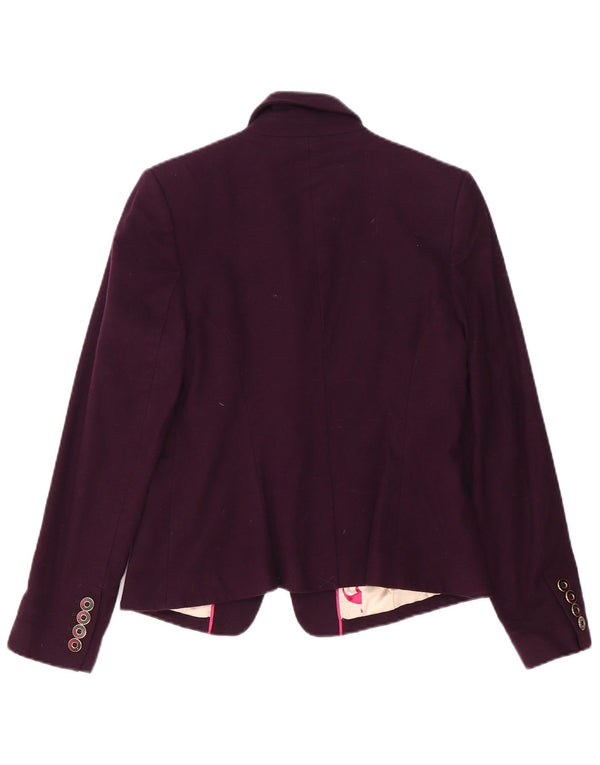 Ted Baker Womens 1 Button Blazer Jacket Size 3 Medium Purple Wool
