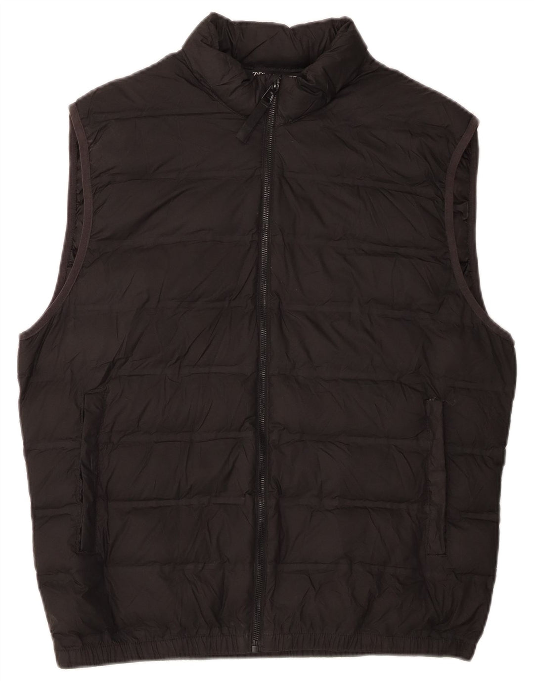 Zara Womens Polstret Gilet UK 16 Large Black Polyester