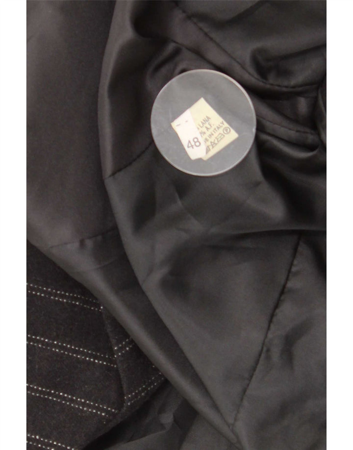 Vintage Womens Double Breasted Blazer Jacket IT 48 XL Black Striped Wool
