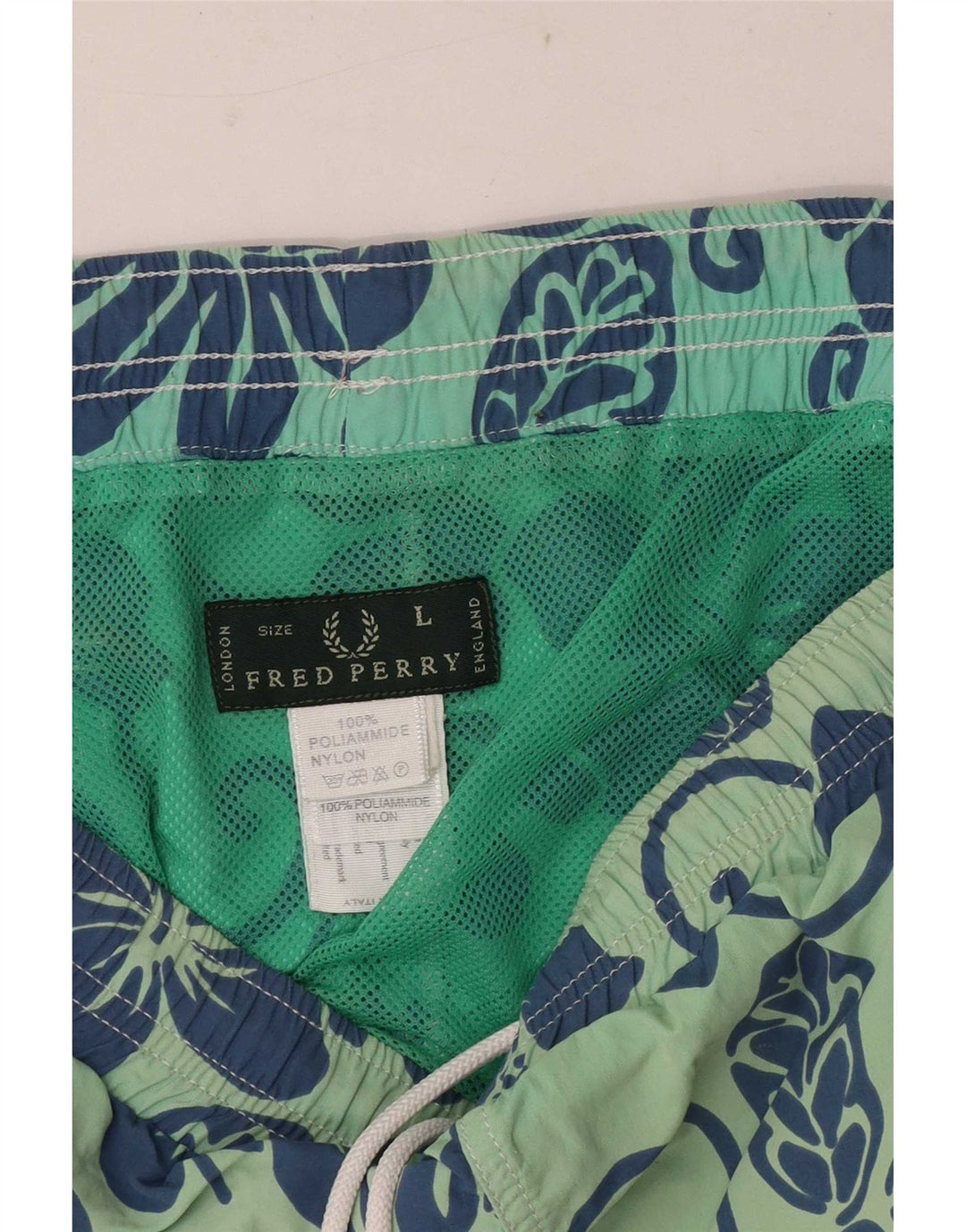 Fred Perry Herren-Badeshorts, normal, groß, grünes Blumenmuster, Polyamid