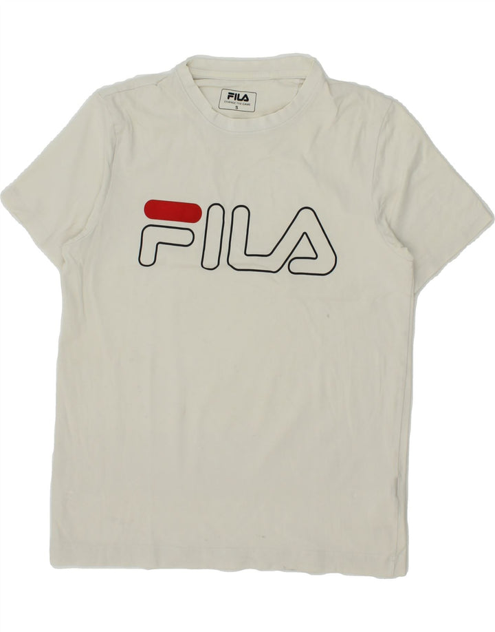 FILA Mens Graphic T-Shirt Top Small Off White Cotton Vintage Fila and Second-Hand Fila from Messina Hembry 