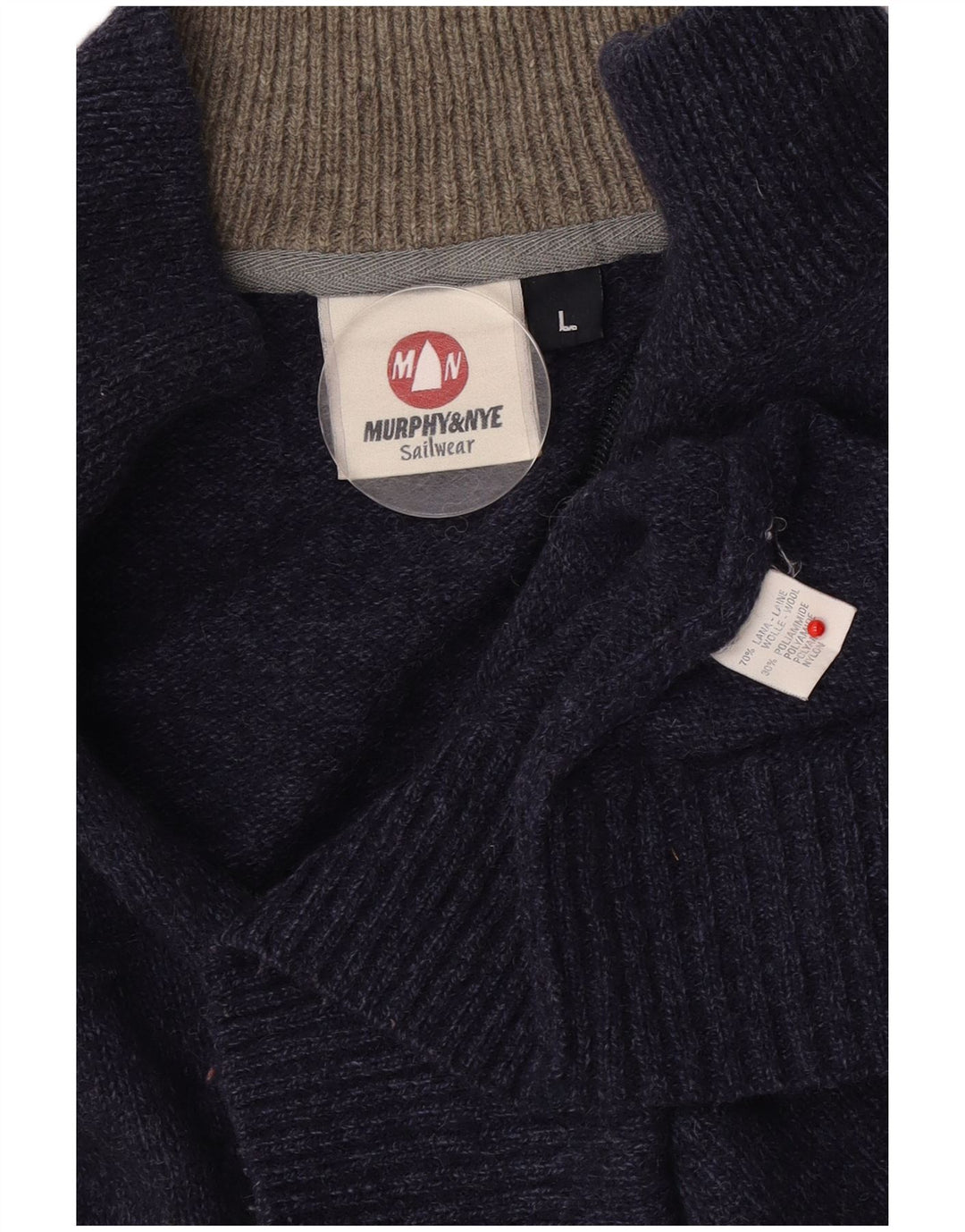 Murphy & Nye Mens Zip Neck Jumper Sweater Large Navy Blue Wool