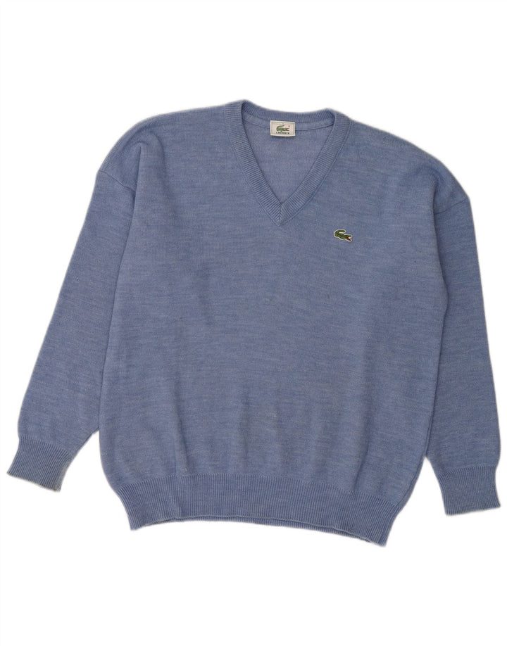 Lacoste Herre V-hals sweater str. 5 Large Blue Wool