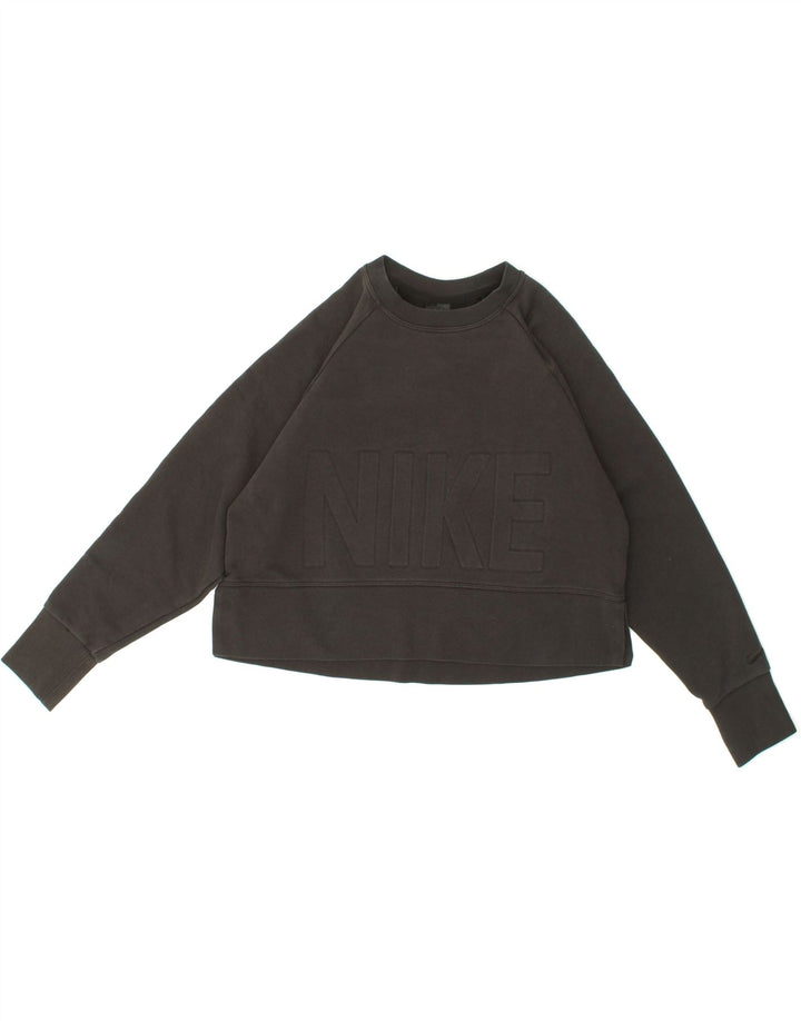 NIKE Womens Oversized Graphic Crop Sweatshirt Jumper UK 10 Small Black Vintage Nike and Second-Hand Nike from Messina Hembry 