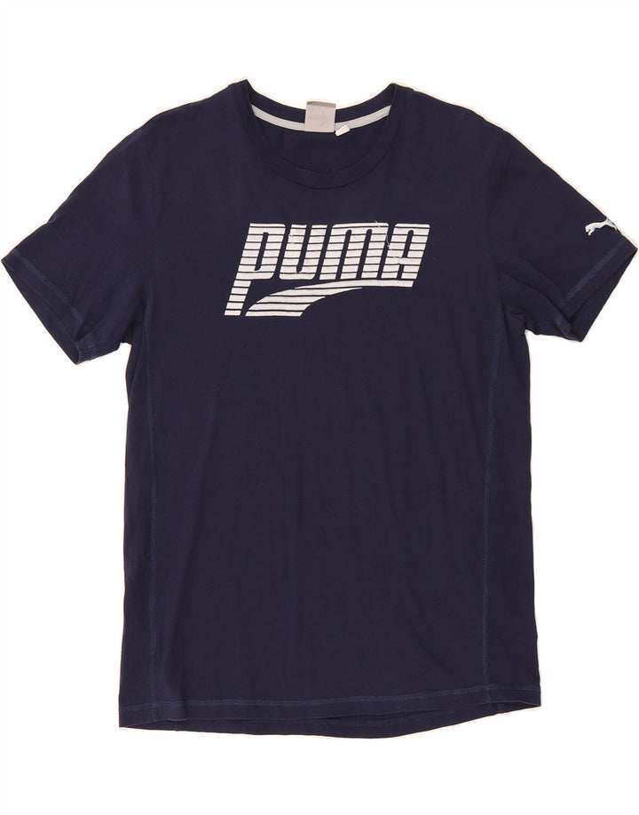 PUMA Mens Graphic T-Shirt Top Medium Navy Blue Cotton Vintage Puma and Second-Hand Puma from Messina Hembry 