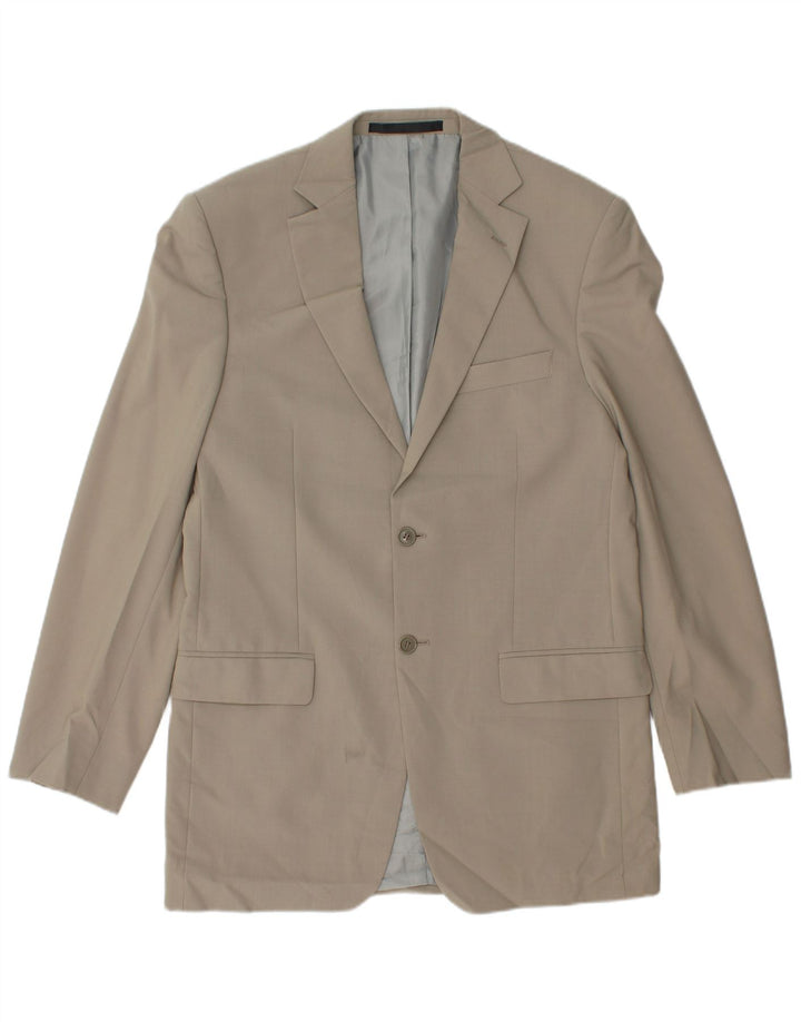 Marks & Spencer Mens 2 Button Blazer Jacket UK 38 Medium Beige Polyester