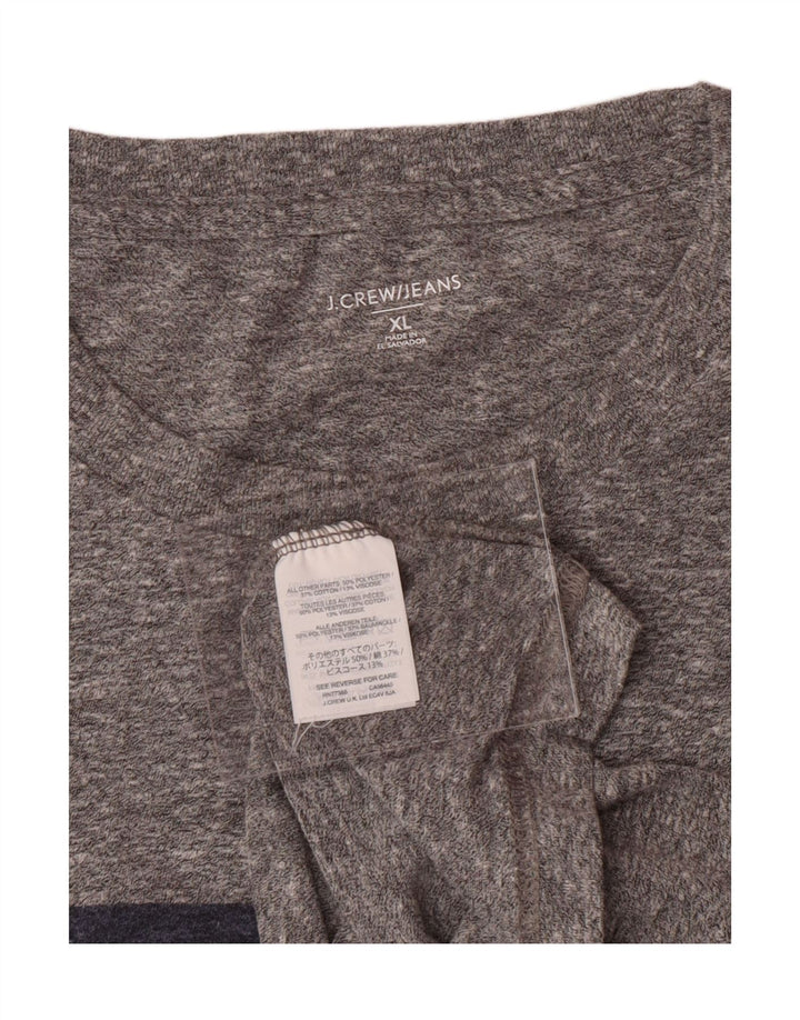 J. CREW Mens T-Shirt Top XL Grey Colourblock Polyester Vintage J. Crew and Second-Hand J. Crew from Messina Hembry 