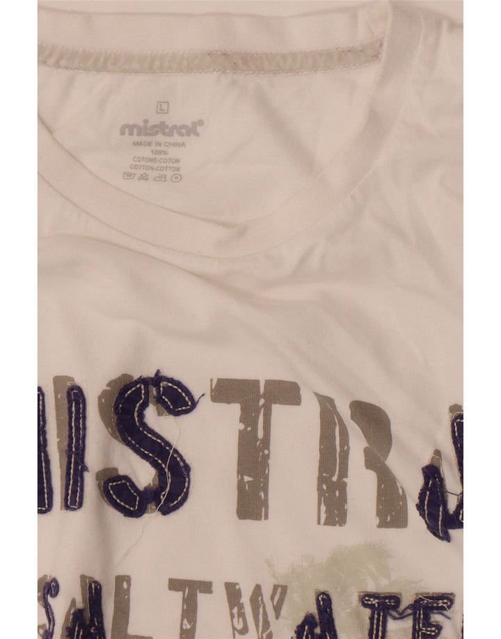 Mistral Herre Grafisk T-Shirt Top Stor Hvid Bomuld