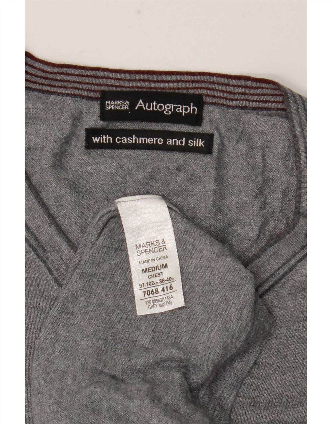 Marks & Spencer Mens Autograph Top Long Sleeve Medium Grey Cotton