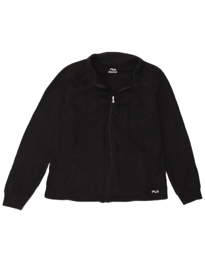 Fila Womens Tracksuit Top Jacket UK 16 Large Black