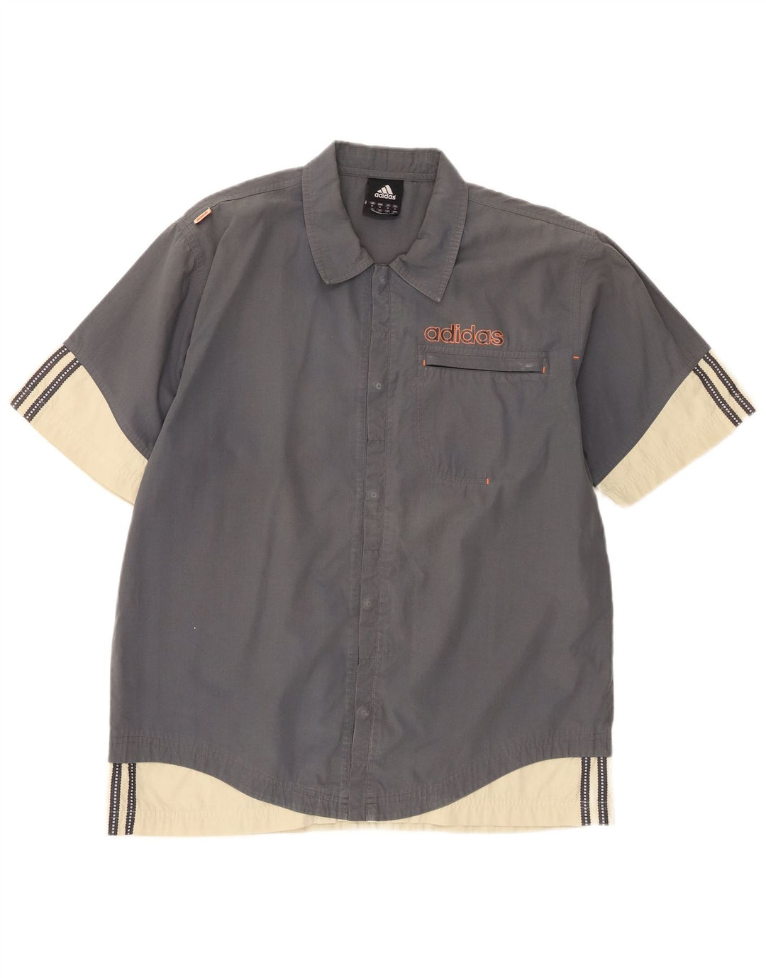 Maglia a maniche corte da uomo Adidas in poliestere color block grigio medio