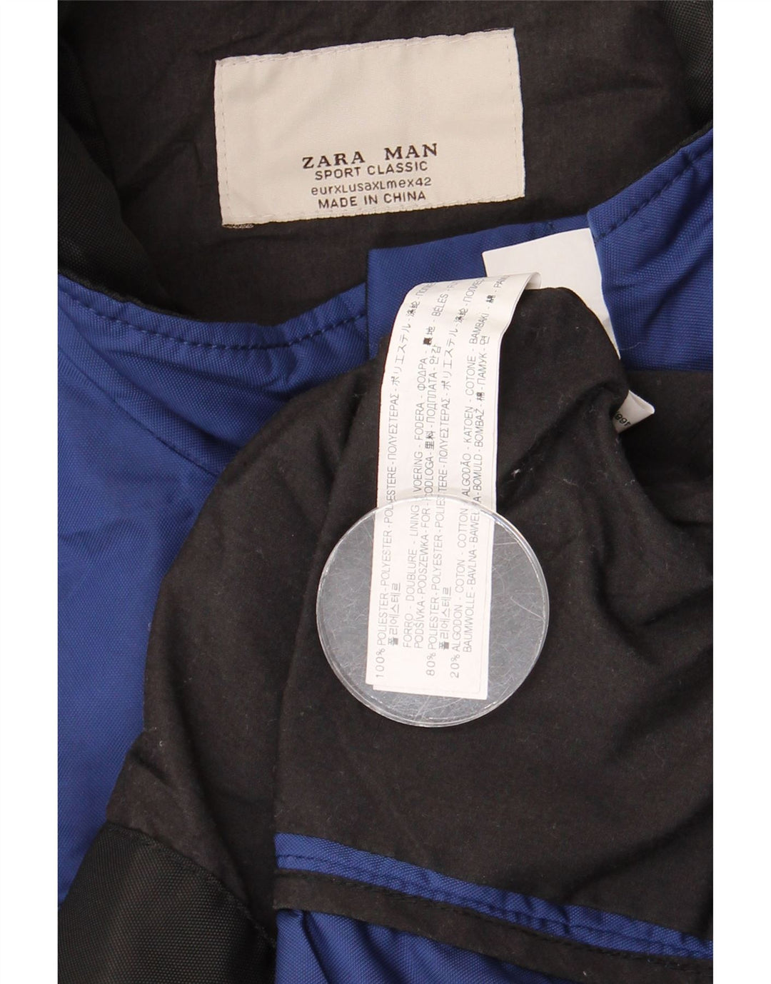 ZARA Mens Bomber Jacket UK 42 XL Blue Polyester