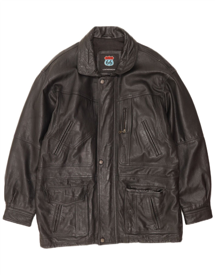 Route 66 Mens Leather Jacket UK 40 Large Black Leather