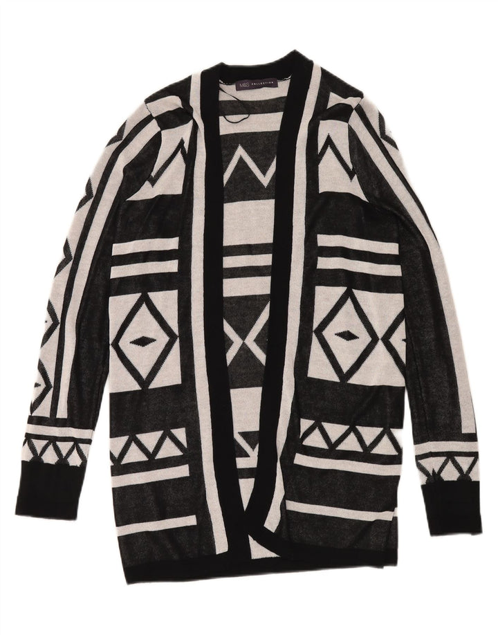 MARKS & SPENCER Womens Cardigan Sweater UK 10 Small Black Geometric Vintage Marks & Spencer and Second-Hand Marks & Spencer from Messina Hembry 