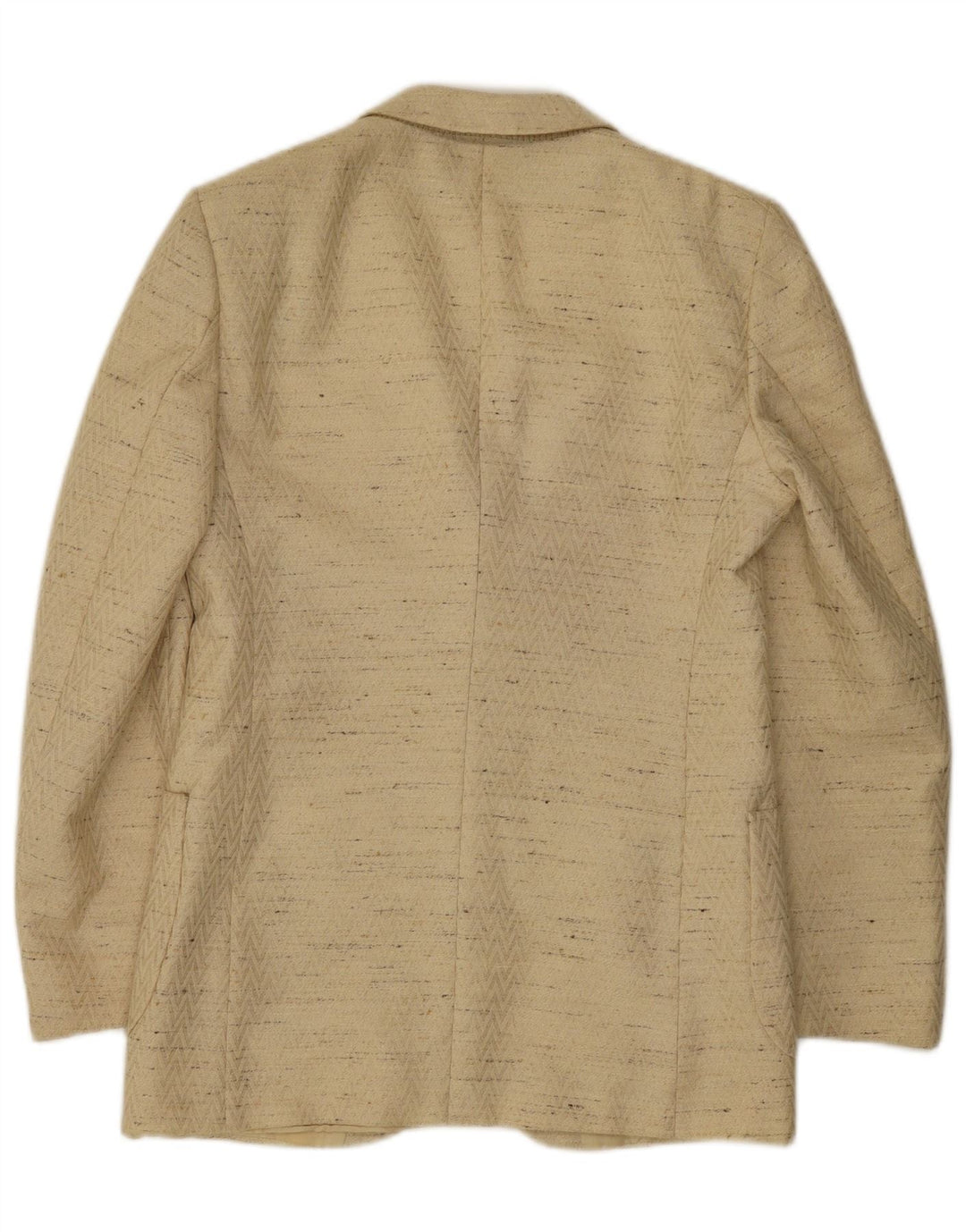 vintage Homme 3 Bouton Blazer Veste IT 48 Beige Moyen Moucheté Laine Vierge