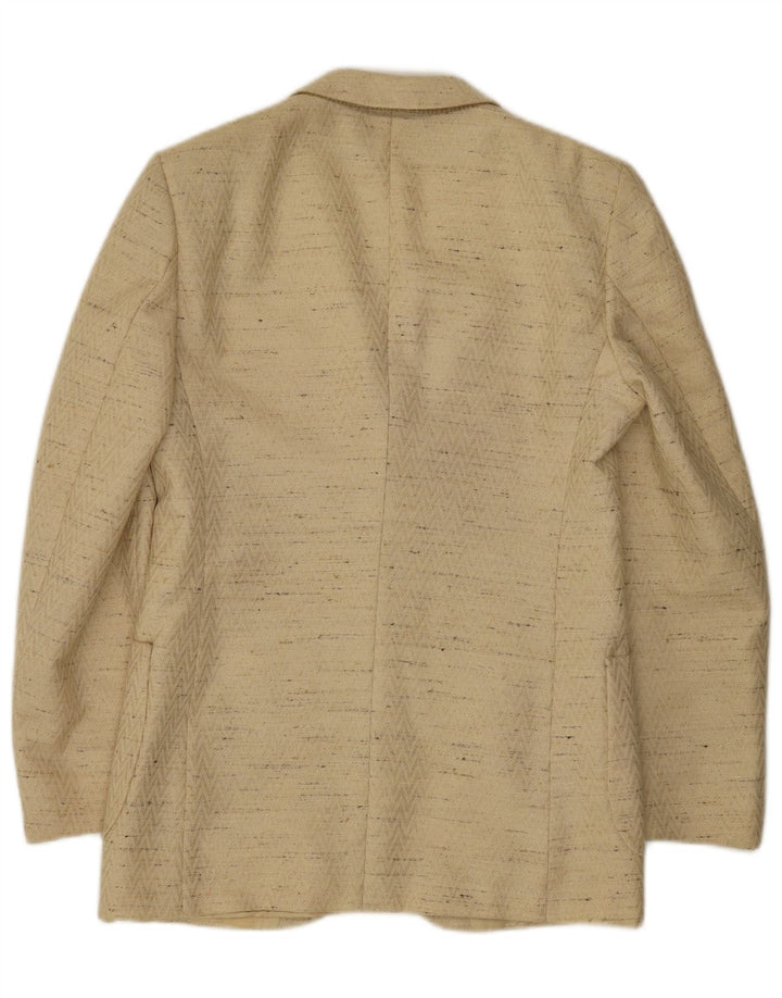 vintage Homme 3 Bouton Blazer Veste IT 48 Beige Moyen Moucheté Laine Vierge