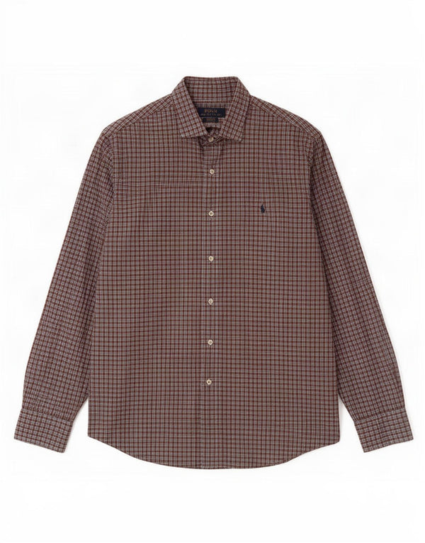 Camisa Polo Ralph Lauren para hombre de algodón a cuadros marrón grande