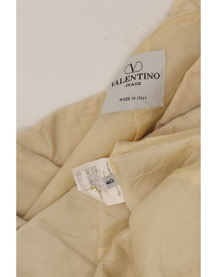 Valentino Womens 3 Button Blazer Jacket IT 40 Small Beige Pinstripe