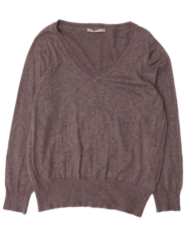 Marks & Spencer Pull col V pour femme UK 18 XL Gris Viscose