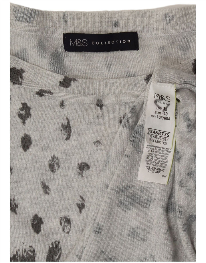 Marks & Spencer Dame Boat Neck Jumper Sweater UK 12 Medium Grey