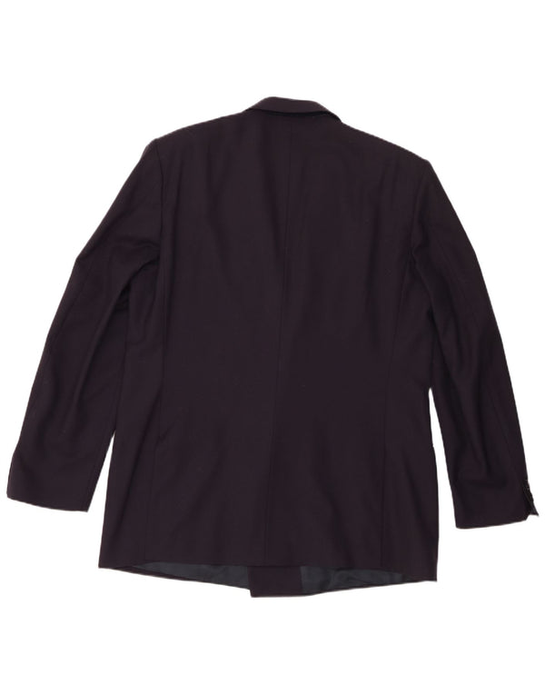 Lubiam Mens Double Breasted Blazer Jacket IT 54 2XL Navy Blue Virgin Wool