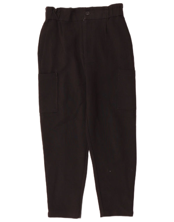 Zara Dame Højtaljet tilspidsede Cargo Bukser Small W26 L26 Sort Polyester