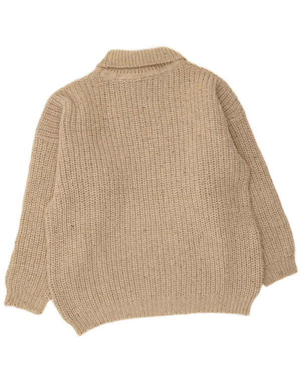 Vintage Mens Roll Neck Jumper Sweater Large Beige