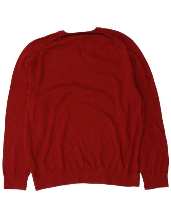 Męski sweter Nautica z dekoltem w kształcie litery V, XL, bordowa, bawełniana