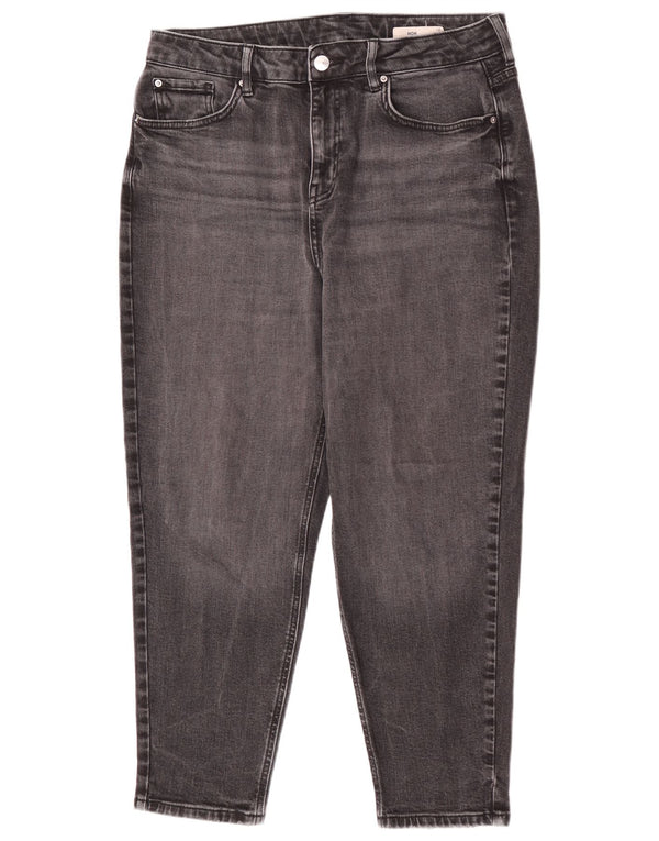 Marks & Spencer Womens Mom Tapered Cropped Jeans UK 14 Large W32 L25 Grey