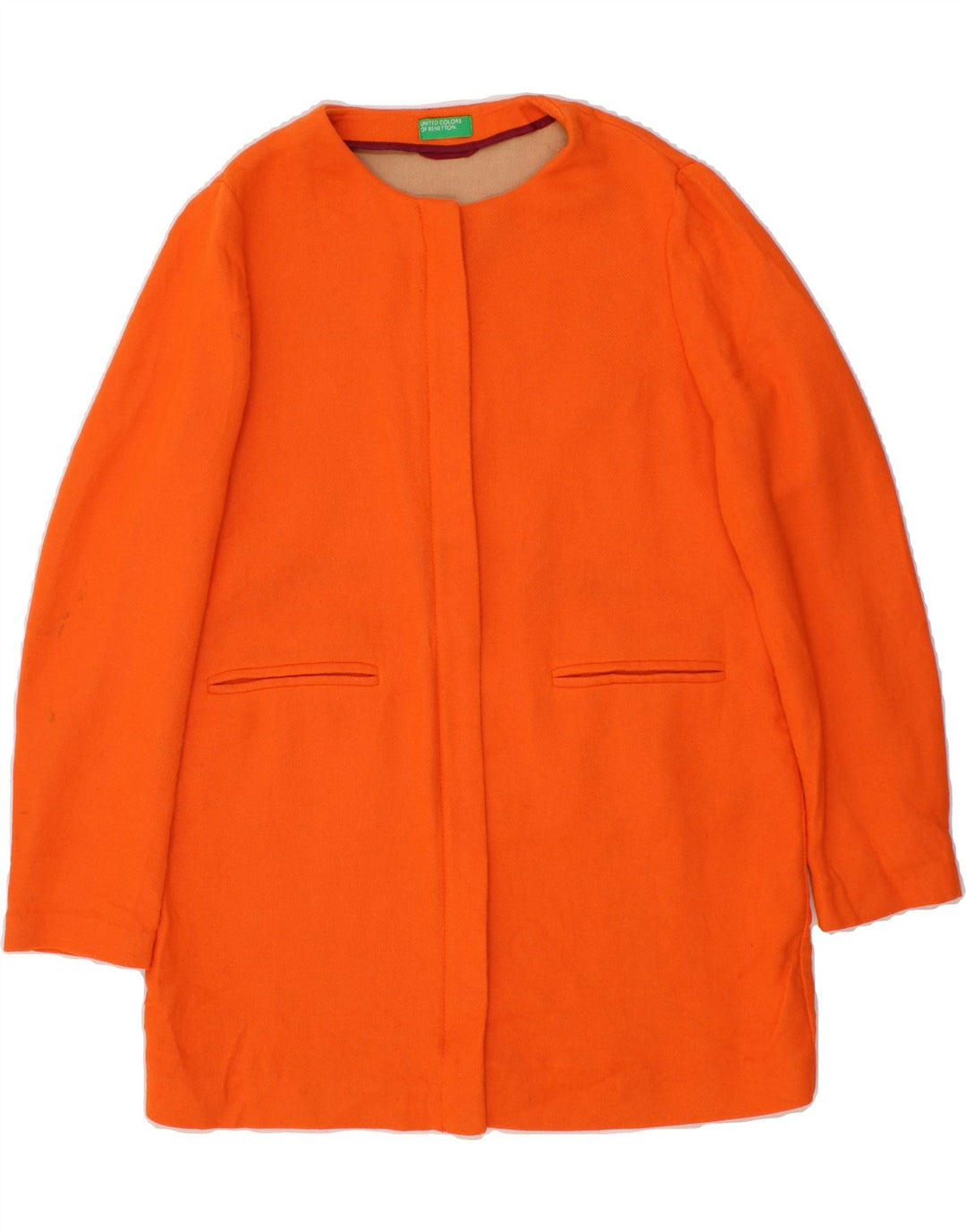 BENETTON Womens Overcoat UK 12 Medium Orange Cotton Vintage Benetton and Second-Hand Benetton from Messina Hembry 