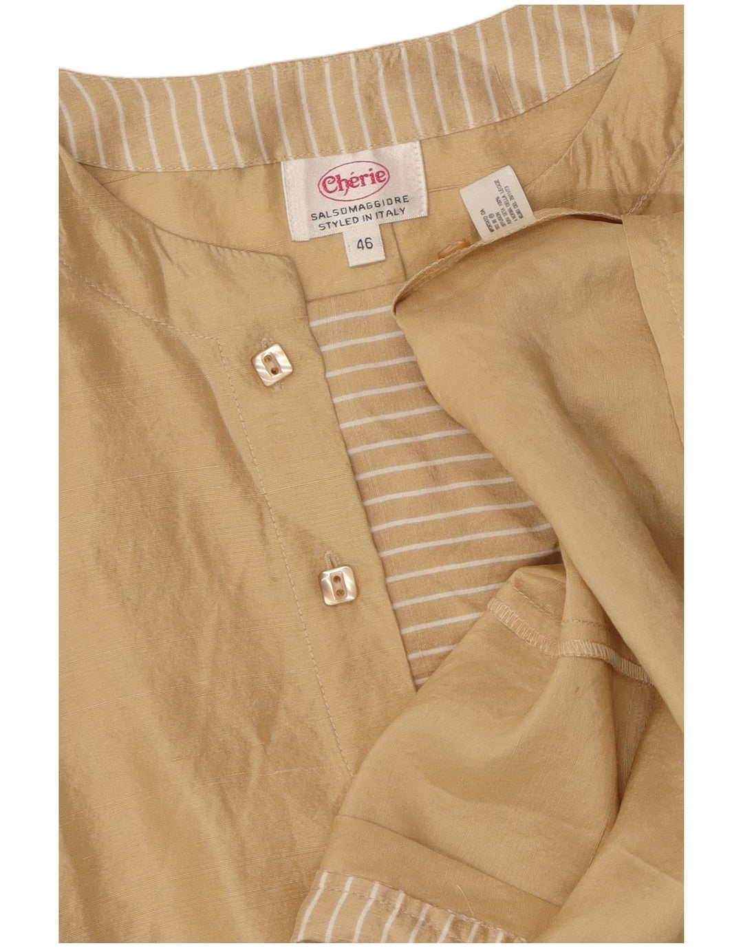 CHERIE Womens Blouse Top IT 46 Large Beige Silk