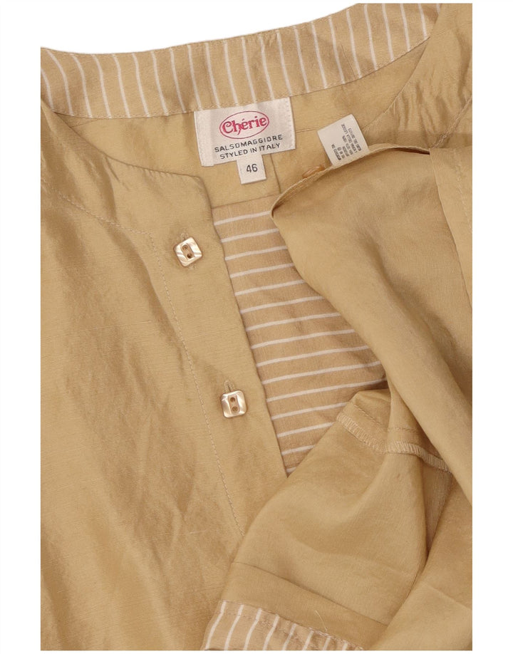 CHERIE Womens Blouse Top IT 46 Large Beige Silk