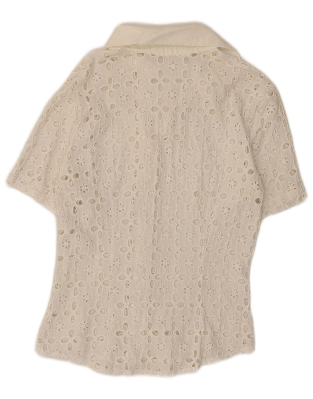 Naracamicie Womens Short Sleeve Shirt UK 12 Medium White Floral
