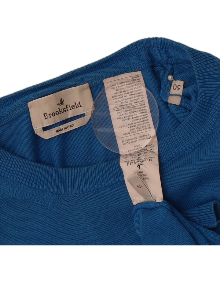 BROOKSFIELD Mens Crew Neck Jumper Sweater IT 50 Medium Blue Cotton Vintage Brooksfield and Second-Hand Brooksfield from Messina Hembry 