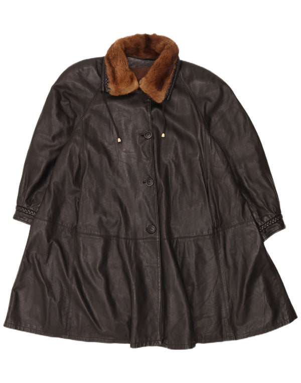 Vincent Abrigo de cuero para mujer IT 40 Small Black