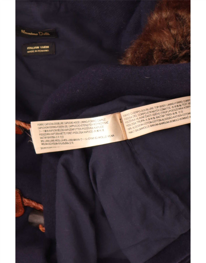 Montgomery con cappuccio da donna Massimo Dutti UK 10 piccolo in lana blu navy