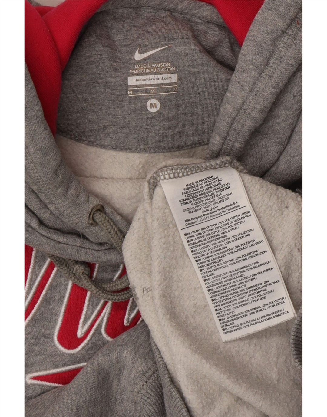 Nike Mens Graphic Hoodie Jumper Medium Grey Cotton
