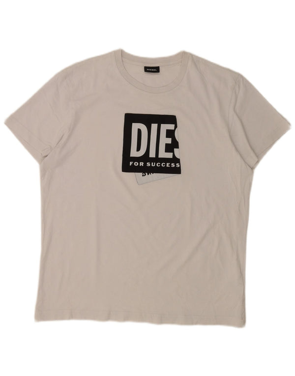 Diesel Herre Grafisk T-Shirt Top XL Hvid Bomuld